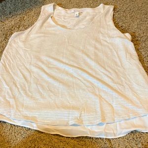 NWOT XL White House Black Market silver and white tank with shell white hang out